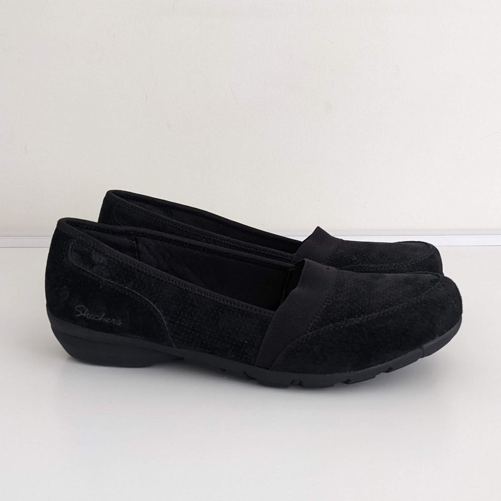 Skechers Black Suede Slip On Shoes Women's 10